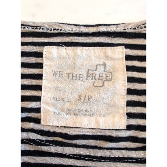 We The Free Free People Women’s Striped Peplum Long Sleeve Top Black Gray S - Picture 3 of 7